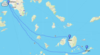 Plan du circuit de randonnée Naxos et Amorgos